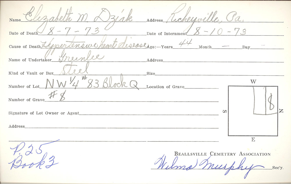 burial card